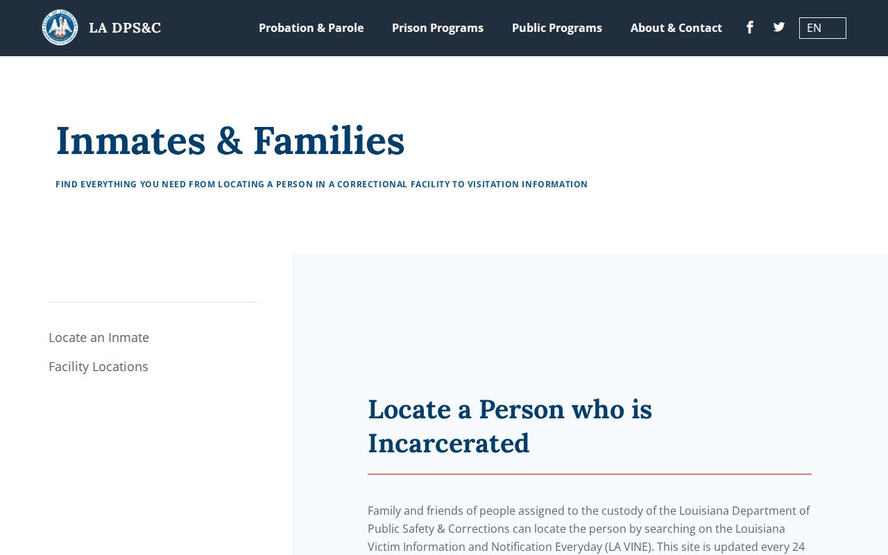 Louisiana DPS and Corrections inmate locator instructions