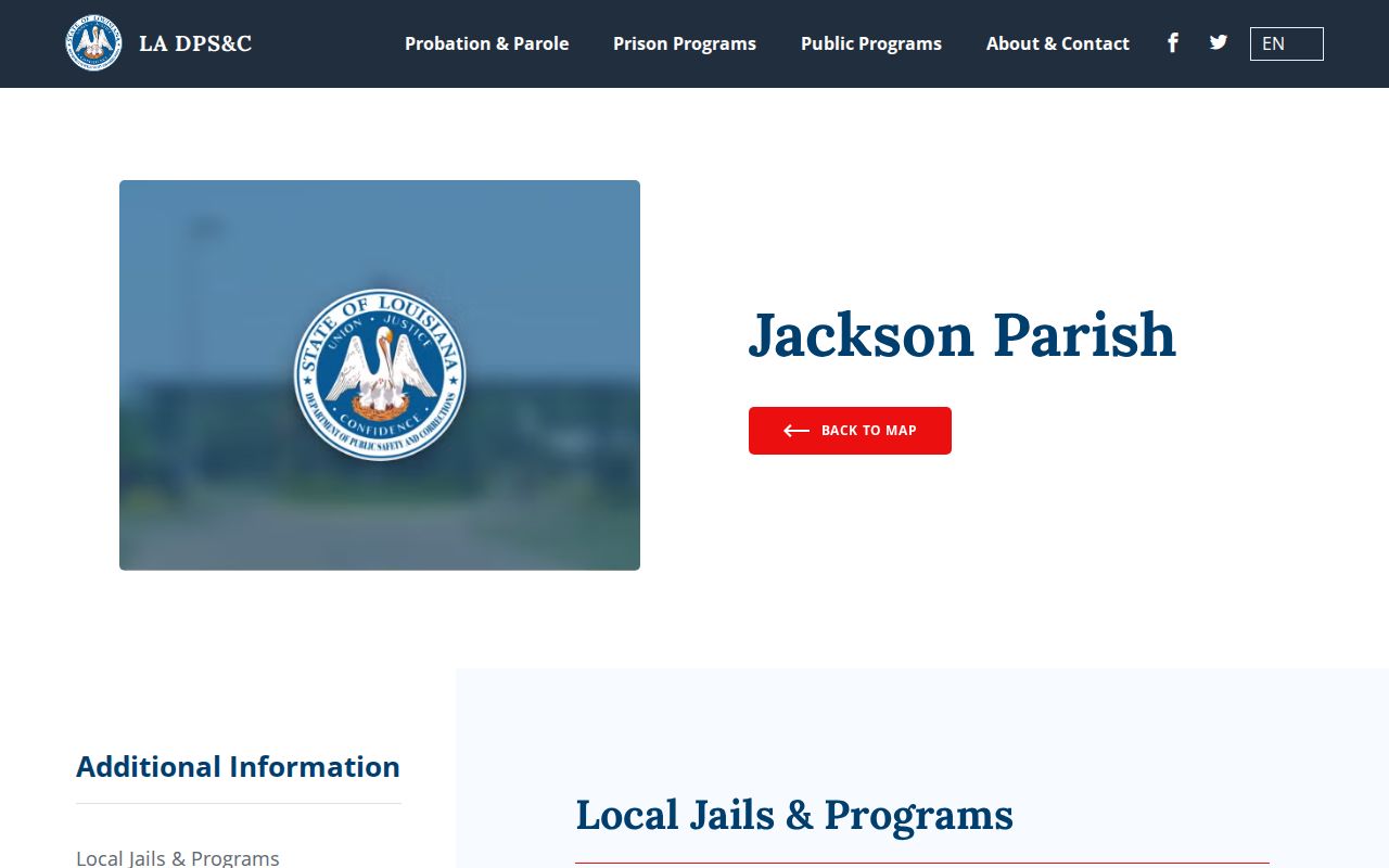 Louisiana DPS and Corrections directory for Jackson Parish facilities