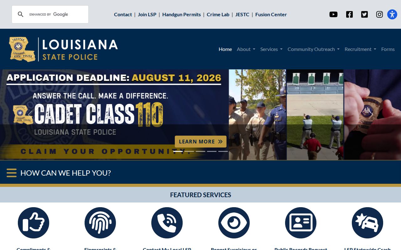 Louisiana sex offender registry search gateway and conditions screen